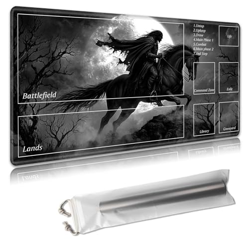MTG Spielmatte mit Zonen, 61 x 35,6 cm, Sammelkartenspielmatte für TCG und CCG, organisiertes Layout, rutschfeste Gummiunterseite, glatte Stoffoberfläche, inklusive Aufbewahrungstasche, kopfloser von Decahouy