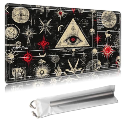 MTG Spielmatte mit Zonen, 61 x 35,6 cm, Sammelkartenspielmatte für TCG & CCG, organisiertes Layout, rutschfeste Gummiunterseite, glatte Stoffoberfläche, inklusive Aufbewahrungstasche, mystische von Decahouy