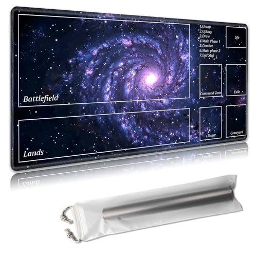 MTG Spielmatte mit Zonen, 61 x 35,6 cm, Sammelkartenspielmatte für TCG und CCG, organisiertes Layout, rutschfeste Gummiunterseite, glatte Stoffoberfläche, inklusive kostenloser Aufbewahrungstasche von Decahouy