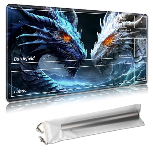MTG Spielmatte mit Zonen, 61 x 35,6 cm, Sammelkartenspielmatte für TCG & CCG, organisiertes Layout, rutschfeste Gummiunterseite, glatte Stoffoberfläche, inklusive kostenloser Aufbewahrungstasche von Decahouy