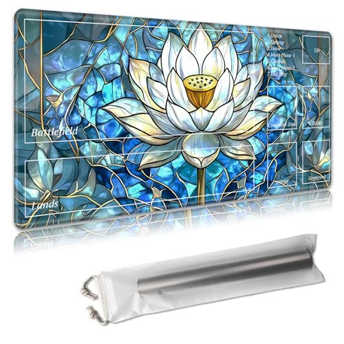 MTG Spielmatte mit Zonen, 61 x 35,6 cm, Sammelkartenspielmatte für TCG & CCG, organisiertes Layout, rutschfeste Gummiunterseite, glatte Stoffoberfläche, inklusive kostenloser Aufbewahrungstasche von Decahouy