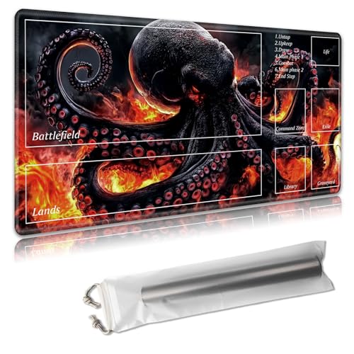 MTG Spielmatte mit Zonen, 61 x 35,6 cm, Sammelkartenspielmatte für TCG & CCG, organisiertes Layout, rutschfeste Gummiunterseite, glatte Stoffoberfläche, inklusive kostenloser Aufbewahrungstasche von Decahouy