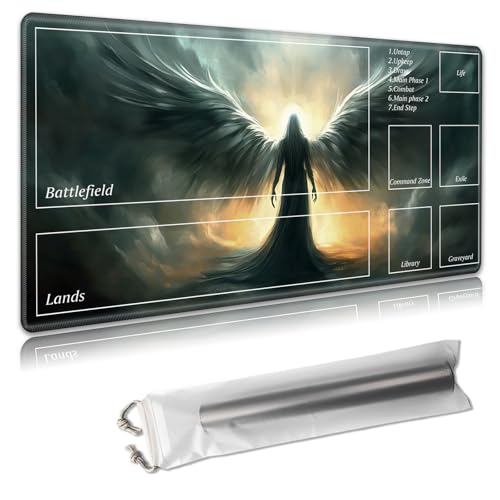 MTG Spielmatte mit Zonen, 61 x 35,6 cm, Sammelkartenspielmatte für TCG & CCG, organisiertes Layout, rutschfeste Gummiunterseite, glatte Stoffoberfläche, inklusive kostenloser Aufbewahrungstasche von Decahouy