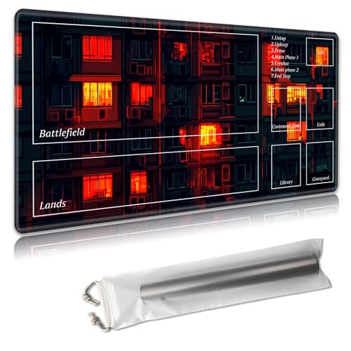 MTG Spielmatte mit Zonen – TCG-Kartenspielmatte für Magic The Gathering – 61 x 35,6 cm – genähte Kanten, rutschfeste Gummiunterseite – tragbare Spielmatte mit kostenloser Aufbewahrungstasche, Fenster MTG Spielmatte mit Zonen – TCG-Kartenspielmatte für Magic The Gathering – 61 x 35,6 cm – genähte Kanten, rutschfeste Gummiunterseite – tragbare Spielmatte mit kostenloser Aufbewahrungstasche, Fenster von Decahouy