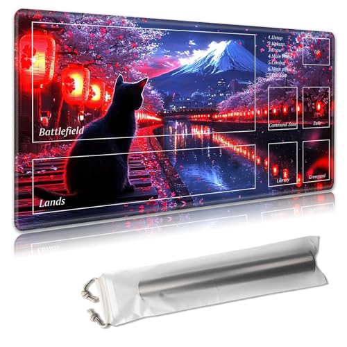 MTG Spielmatte mit Zonen – TCG-Kartenspielmatte für Magic The Gathering – 61 x 35,6 cm – genähte Kanten, rutschfeste Gummiunterseite – tragbare Spielmatte mit kostenloser Aufbewahrungstasche, Katze MTG Spielmatte mit Zonen – TCG-Kartenspielmatte für Magic The Gathering – 61 x 35,6 cm – genähte Kanten, rutschfeste Gummiunterseite – tragbare Spielmatte mit kostenloser Aufbewahrungstasche, Katze von Decahouy