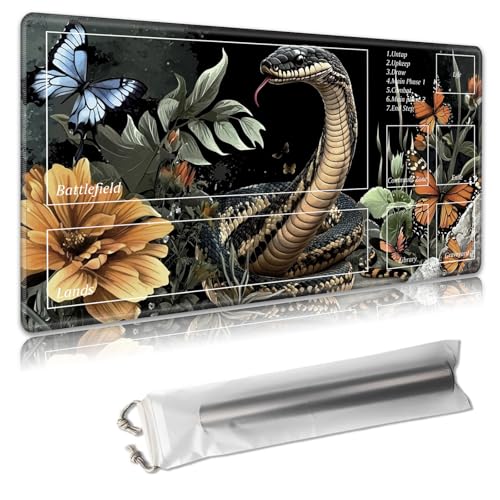MTG Spielmatte mit Zonen – TCG-Kartenspielmatte für Magic The Gathering – 61 x 35,6 cm – genähte Kanten, rutschfeste Gummiunterseite – tragbare Spielmatte mit kostenloser Aufbewahrungstasche, Kobra MTG Spielmatte mit Zonen – TCG-Kartenspielmatte für Magic The Gathering – 61 x 35,6 cm – genähte Kanten, rutschfeste Gummiunterseite – tragbare Spielmatte mit kostenloser Aufbewahrungstasche, Kobra von Decahouy