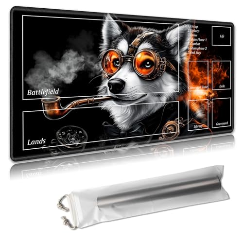 MTG Spielmatte mit Zonen – TCG-Kartenspielmatte für Magic The Gathering – 61 x 35,6 cm – genähte Kanten, rutschfeste Gummiunterseite – tragbare Spielmatte mit kostenloser Aufbewahrungstasche, Smoking MTG Spielmatte mit Zonen – TCG-Kartenspielmatte für Magic The Gathering – 61 x 35,6 cm – genähte Kanten, rutschfeste Gummiunterseite – tragbare Spielmatte mit kostenloser Aufbewahrungstasche, Smoking von Decahouy