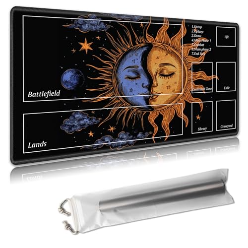 MTG Spielmatte mit Zonen – TCG-Kartenspielmatte für Magic The Gathering – 61 x 35,6 cm – genähte Kanten, rutschfeste Gummiunterseite – tragbare Spielmatte mit kostenloser Aufbewahrungstasche, Sonne MTG Spielmatte mit Zonen – TCG-Kartenspielmatte für Magic The Gathering – 61 x 35,6 cm – genähte Kanten, rutschfeste Gummiunterseite – tragbare Spielmatte mit kostenloser Aufbewahrungstasche, Sonne von Decahouy