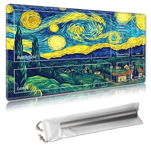 MTG Spielmatte mit Zonen – TCG-Kartenspielmatte für Magic The Gathering – 61 x 35,6 cm – genähte Kanten, rutschfeste Gummiunterseite – tragbare Spielmatte mit kostenloser Aufbewahrungstasche, Van Gogh MTG Spielmatte mit Zonen – TCG-Kartenspielmatte für Magic The Gathering – 61 x 35,6 cm – genähte Kanten, rutschfeste Gummiunterseite – tragbare Spielmatte mit kostenloser Aufbewahrungstasche, Van Gogh von Decahouy