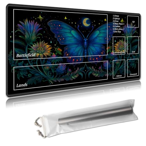 MTG Spielmatte mit Zonen – TCG-Kartenspielmatte für Magic The Gathering – 61 x 35,6 cm – genähte Kanten, rutschfeste Gummiunterseite – tragbare Spielmatte mit kostenloser Aufbewahrungstasche, blauer MTG Spielmatte mit Zonen – TCG-Kartenspielmatte für Magic The Gathering – 61 x 35,6 cm – genähte Kanten, rutschfeste Gummiunterseite – tragbare Spielmatte mit kostenloser Aufbewahrungstasche, blauer von Decahouy