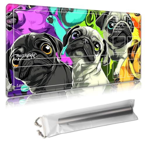 MTG Spielmatte mit Zonen – TCG-Kartenspielmatte für Magic The Gathering – 61 x 35,6 cm – genähte Kanten, rutschfeste Gummiunterseite – tragbare Spielmatte mit kostenloser Aufbewahrungstasche, bunte MTG Spielmatte mit Zonen – TCG-Kartenspielmatte für Magic The Gathering – 61 x 35,6 cm – genähte Kanten, rutschfeste Gummiunterseite – tragbare Spielmatte mit kostenloser Aufbewahrungstasche, bunte von Decahouy
