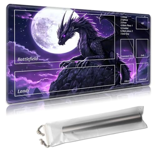 MTG Spielmatte mit Zonen – TCG-Kartenspielmatte für Magic The Gathering – 61 x 35,6 cm – genähte Kanten, rutschfeste Gummiunterseite – tragbare Spielmatte mit kostenloser Aufbewahrungstasche, lila MTG Spielmatte mit Zonen – TCG-Kartenspielmatte für Magic The Gathering – 61 x 35,6 cm – genähte Kanten, rutschfeste Gummiunterseite – tragbare Spielmatte mit kostenloser Aufbewahrungstasche, lila von Decahouy