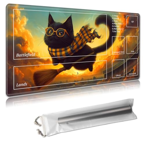 MTG Spielmatte mit Zonen – TCG-Kartenspielmatte für Magic The Gathering – 61 x 35,6 cm – genähte Kanten, rutschfeste Gummiunterseite – tragbare Spielmatte mit kostenloser Aufbewahrungstasche, magische MTG Spielmatte mit Zonen – TCG-Kartenspielmatte für Magic The Gathering – 61 x 35,6 cm – genähte Kanten, rutschfeste Gummiunterseite – tragbare Spielmatte mit kostenloser Aufbewahrungstasche, magische von Decahouy