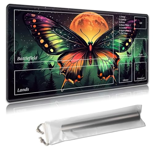 MTG Spielmatte mit Zonen – TCG-Kartenspielmatte für Magic The Gathering – 61 x 35,6 cm – genähte Kanten, rutschfeste Gummiunterseite – tragbare Spielmatte mit kostenloser Aufbewahrungstasche, schöner MTG Spielmatte mit Zonen – TCG-Kartenspielmatte für Magic The Gathering – 61 x 35,6 cm – genähte Kanten, rutschfeste Gummiunterseite – tragbare Spielmatte mit kostenloser Aufbewahrungstasche, schöner von Decahouy