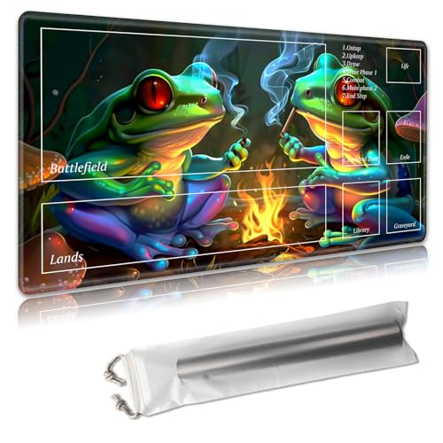 MTG Spielmatte mit Zonen – TCG-Kartenspielmatte für Magic The Gathering – 61 x 35,6 cm – genähte Kanten, rutschfeste Gummiunterseite – tragbare Spielmatte mit kostenloser Aufbewahrungstasche, zwei MTG Spielmatte mit Zonen – TCG-Kartenspielmatte für Magic The Gathering – 61 x 35,6 cm – genähte Kanten, rutschfeste Gummiunterseite – tragbare Spielmatte mit kostenloser Aufbewahrungstasche, zwei von Decahouy