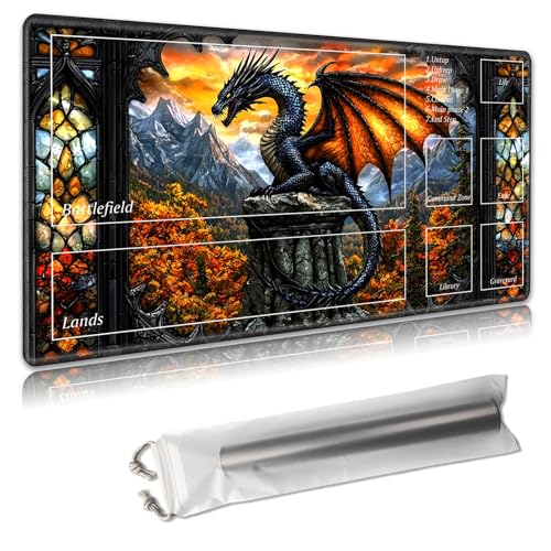 MTG Spielmatte mit Zonen – TCG-Kartenspielmatte für Magic The Gathering – 61 x 35,6 cm – genähte Kanten, rutschfeste Gummiunterseite – tragbare Spielmatte mit kostenloser Aufbewahrungstasche MTG Spielmatte mit Zonen – TCG-Kartenspielmatte für Magic The Gathering – 61 x 35,6 cm – genähte Kanten, rutschfeste Gummiunterseite – tragbare Spielmatte mit kostenloser Aufbewahrungstasche von Decahouy