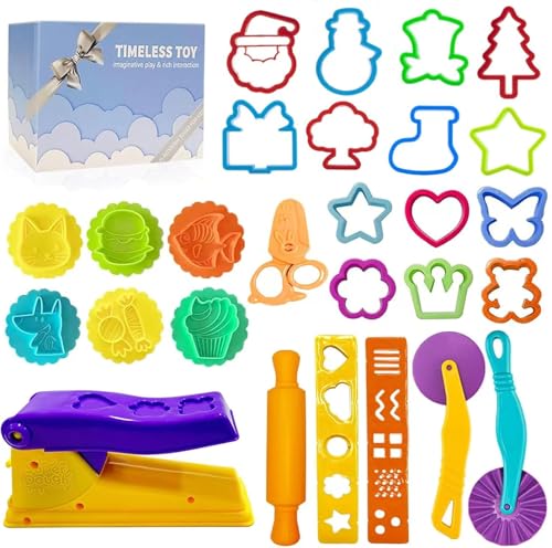 Decebaya Knetwerkzeug für Kinder, Knete zubehör inclus Formen, Schere, Nudelholz, Auspresser und Aufbewahrungsbox. Geeignet für 3 Jahre alte Jungen Mädchen Spielzeug von Decebaya