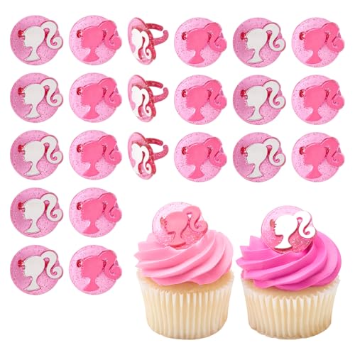 DecoPac Barbie Ringe, 24 Barbie-Silhouetten, Cupcake-Dekorationen, rosa Glitzer, Kuchendekoration für Geburtstag, Party, Feier, 24 Stück DecoPac Barbie Ringe, 24 Barbie-Silhouetten, Cupcake-Dekorationen, rosa Glitzer, Kuchendekoration für Geburtstag, Party, Feier, 24 Stück von DecoPac
