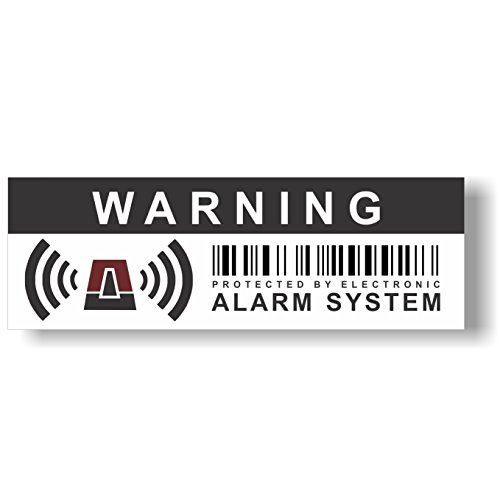 12 Stück Aufkleber "Warning - Protected by electronic alarm system" - 10,5 x 3,5 cm - Hinweis auf Alarmanlage, außenklebend für Fensterscheiben, Haus, Auto, LKW, Baumaschinen,... von Decooo.be