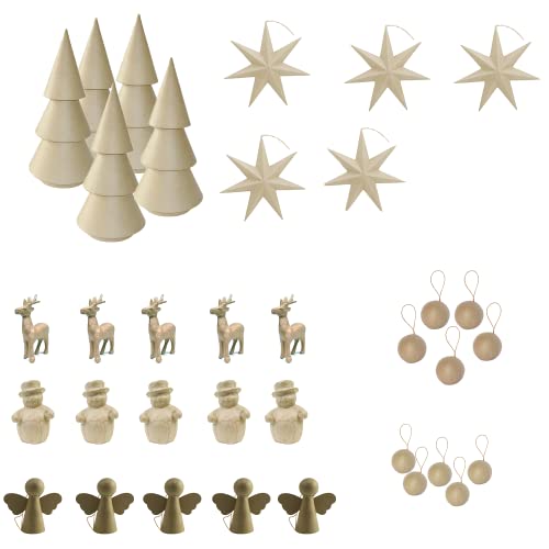 Décopatch NOZ099O - Bastelset mit 35 Träger (7x5 sortiert) aus Pappmaché zum Verzieren, Weihnachten, 1 Set von Décopatch