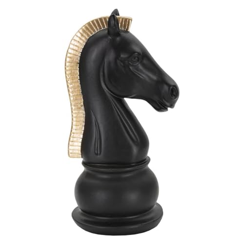 Decor Space Schachfigur Pferd Deko aus Polyresin für Raumdekoration (Schwarz und Gold) von Decor Space