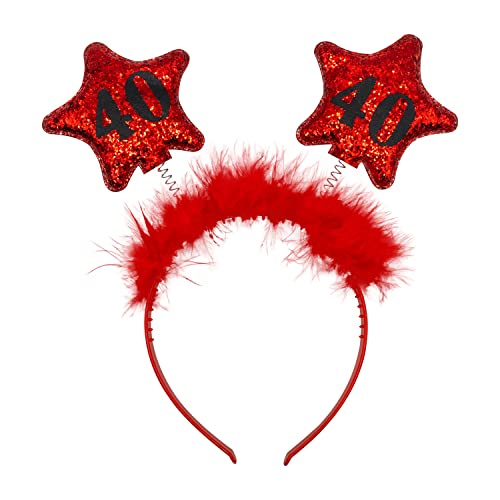 Decoraparty Kreis mit 40 Jahren für Damen zum Geburtstag, Jahrestag, Party, Haarband mit Antennen, 40, Unisex, Rot Decoraparty Kreis mit 40 Jahren für Damen zum Geburtstag, Jahrestag, Party, Haarband mit Antennen, 40, Unisex, Rot von Decoraparty