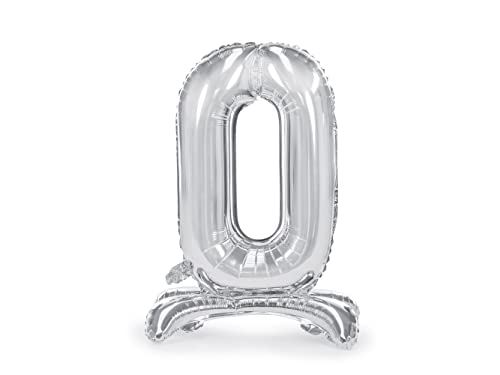 Folienballon aus Silber, Nummer 0, Ballon, Standfolie, aus Aluminium, aufblasbar, mit Luft, für Geburtstagsparty, Party, Jahrestag, Abschlussfeier, Jungen, Mädchen, Höhe 70 cm von Decoraparty