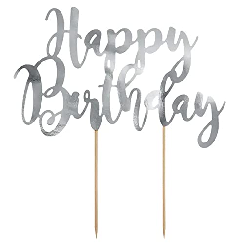 Tortenaufsatz Happy Birthday Schriftzug Kuchendekoration Kuchen Kuchen viele Wünsche für Partys Geburtstag Party Kinder Damen - Silber Tortenaufsatz Happy Birthday Schriftzug Kuchendekoration Kuchen Kuchen viele Wünsche für Partys Geburtstag Party Kinder Damen - Silber von Decoraparty