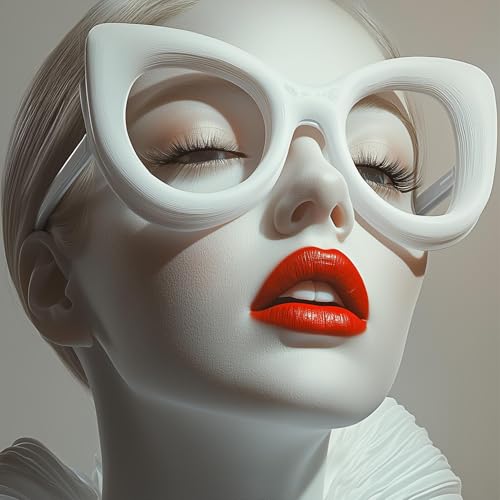 Decords Futuristische übergroße Statement-Modebrille | 3D-gedruckte Katzenaugen-Rahmen | Linsenfreie Cosplay-Brille | Einzigartiges Zubehör für Kostüme von Decords