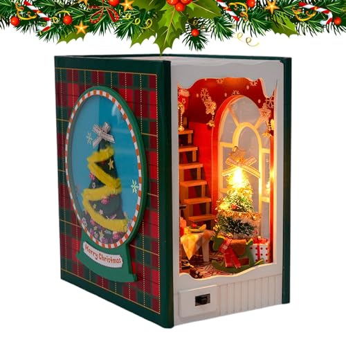 Miniatur-Buchecken-Set, dekoratives Buchstützen-Set, Hausmodellbau, Bücherregal-Dekoration, Miniaturhaus-Set aus Holz für Erwachsene, Teenager, Miniaturhaus, Geburtstagsgeschenk für Kinder von Decorhome