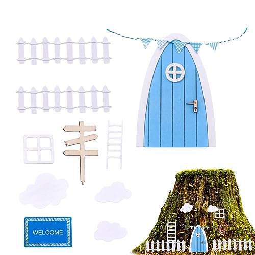 Schreibtisch-Feentür – Feentüren für Bäume im Freien | Baumstumpf- -Tür-Set, Gartenkunst im Freien für Kinderfenster, Miniatur-Feengarten, Kunstzubehör von Decorhome
