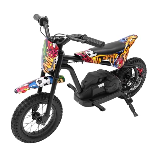 Elektro Motorrad Kinder Elektromotorrad 2 Geschwindigkeitsmodus Max 12km/h mit Bunte LED-Lichter und Scheibenbremssystem Moto Crossbike für Kinder ab 6 Jahren (Bunt) von DeeDuud