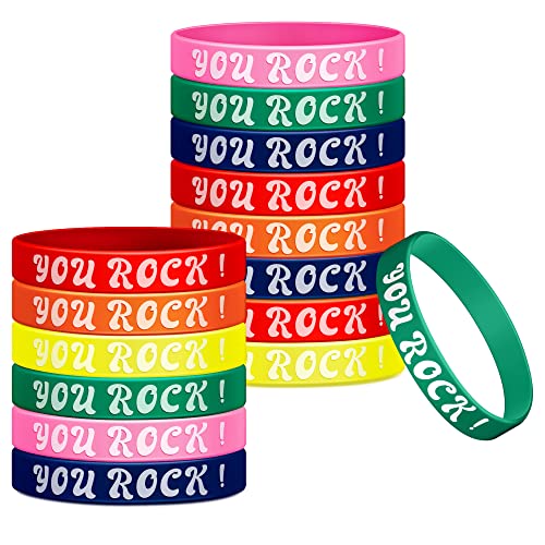 36-teiliges Silikon-Armband-Sortiment, You Rock-Schüler-Armbänder für Kinder, bunt, schönes Gummi-Armband-Set für Klassenzimmer, Lehrer, Zubehör, Anerkennung, Auszeichnung für Schule, Büro von Deekin