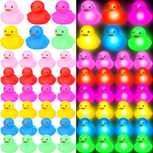 Deekin 12 Stück LED-Gummiente, 5,1 cm, gemischte Farben, niedlich, kleine Enten, leuchtendes Spielzeug für Ente, Geburtstagsparty, Babyparty, Partyzubehör, Dekoration, kreatives Geschenk von Deekin