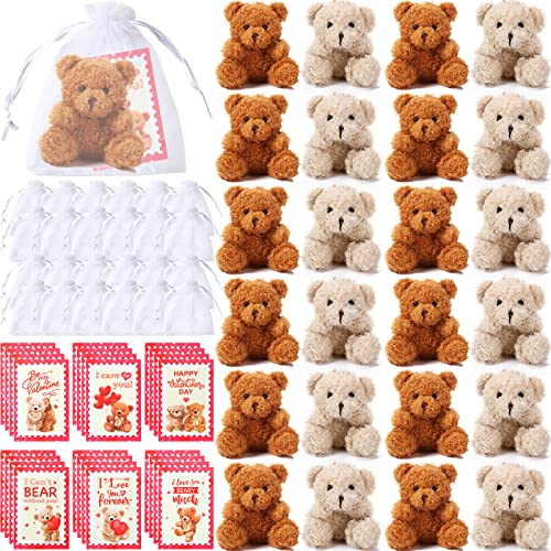 Deekin Set mit 24 Mini-Plüschbären zum Valentinstag, mit Grußkarten und Organzabeuteln für Valentinstagsgeschenke, gefüllte kleine Taschenbären für Valentinstag, Austauschkarten, Schule, Klassenzimmer Deekin Set mit 24 Mini-Plüschbären zum Valentinstag, mit Grußkarten und Organzabeuteln für Valentinstagsgeschenke, gefüllte kleine Taschenbären für Valentinstag, Austauschkarten, Schule, Klassenzimmer von Deekin