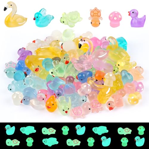 Deepton 66 Stück leuchtende Harz-Tiere, 6 Stile, gemischte Mini-Meerestiere, Schildkröte, Pilz, Flamingo, kleine Tiere, Set für Aquarium, Puppenhaus, Garten, Mikro-Landschaftsdekoration Deepton 66 Stück leuchtende Harz-Tiere, 6 Stile, gemischte Mini-Meerestiere, Schildkröte, Pilz, Flamingo, kleine Tiere, Set für Aquarium, Puppenhaus, Garten, Mikro-Landschaftsdekoration von Deepton