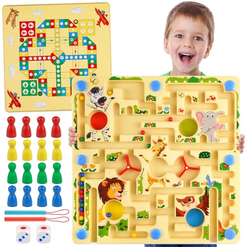 Magnetspiel Labyrinth, Montessori Motorikspielzeug, Magnet Kinderspielzeug, Labyrinth Spiele ab 3 4 5 Jahre, magnetisches Labyrinth mit Tier Thema, Spielzeug Sortierspiel Geschenk Mädchen Junge von Deepton