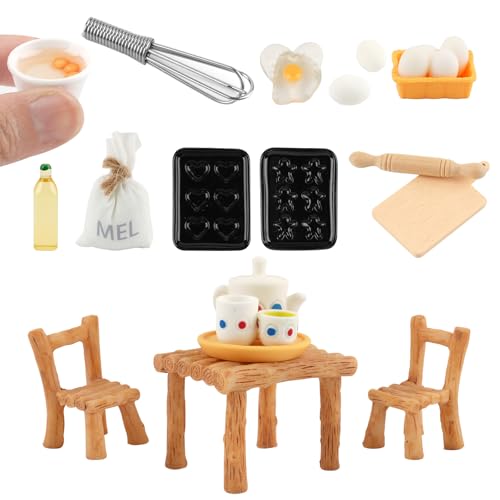 Puppenhaus Zubehör Miniatur Küche, Wichtel Zubehör Weihnachten Wichtelzubehör Weihnachtswichtel Zubehör Mini Backen Deko Miniatur Möbel Set für Kinder - Tisch Stühle Puppenhaus Zubehör Miniatur Küche, Wichtel Zubehör Weihnachten Wichtelzubehör Weihnachtswichtel Zubehör Mini Backen Deko Miniatur Möbel Set für Kinder - Tisch Stühle von Deepton