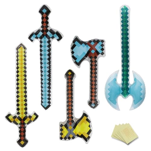 Deermon Aufblasbare Waffenschwerter aus PVC, einzigartiges Pixel-Thema, große Größe, Axt, Beil, Partyzubehör, lustiges wiederverwendbares Party-Pool-Waffen-Spielzeug, Geschenke für Kinder mit Deermon Aufblasbare Waffenschwerter aus PVC, einzigartiges Pixel-Thema, große Größe, Axt, Beil, Partyzubehör, lustiges wiederverwendbares Party-Pool-Waffen-Spielzeug, Geschenke für Kinder mit von Deermon
