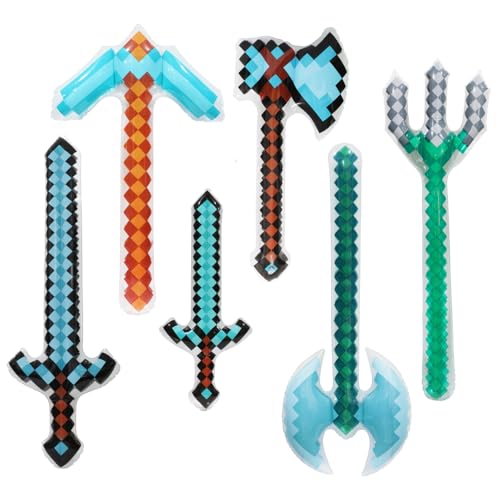 Deermon Jumbo Pixel Diamant Waffe Spielzeug, Sommer Blow Up 6 Pack Aufblasbare Piratenschwerter Äxte Spitzhacken Beile Dreizente für Karneval Halloween Geburtstag Cosplay Poolspiel Party Supplies Deermon Jumbo Pixel Diamant Waffe Spielzeug, Sommer Blow Up 6 Pack Aufblasbare Piratenschwerter Äxte Spitzhacken Beile Dreizente für Karneval Halloween Geburtstag Cosplay Poolspiel Party Supplies von Deermon