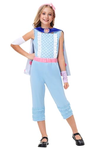 Deerose Halloween Shepherdess Shirt and Pants Bo Miss Peep Clothing Set 3-14 Years, Blauer W Umhang, 7-8 Jahre von Deerose
