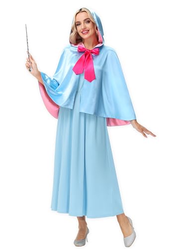 Halloween-Kostüm für Patentante, mit Kapuze, ärmellos, blau, Größe S von Deerose