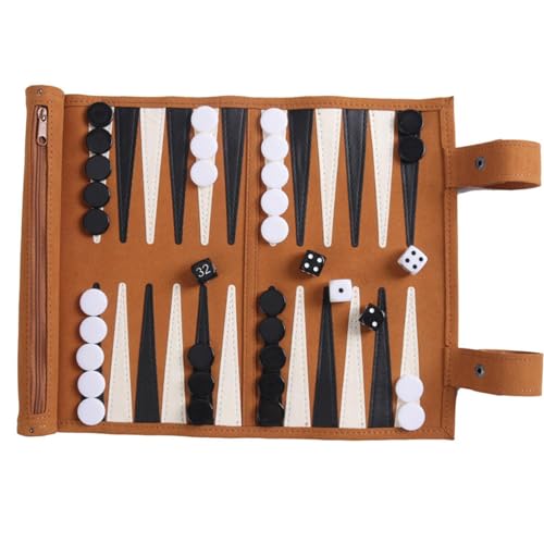 Backgammon-Sets für Erwachsene, Backgammon-Spiel aus Mikrofaser und PU-Leder, Backgammon-Sets für Kinder, aufrollbares klassisches Backgammon-Spielset, Schach-Backgammon-Brettspiel für Kinder und Erwa von Deewar