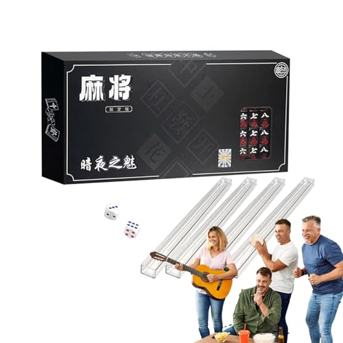 Mahjong-Spielset, Melamin-Mahjong-Familienbrettspiel, tragbares traditionelles chinesisches Brettspiel, leichtes chinesisches Mini-Mahjong, für Erwachsene, Multiplayer-Mahjong-Spiele, Outdoor, Reisen von Deewar
