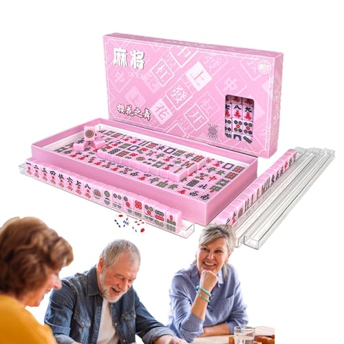 Mahjong-Spielset, Melamin-Mahjong-Familienbrettspiel, tragbares traditionelles chinesisches Brettspiel, leichtes chinesisches -Mahjong, für Erwachsene, Multiplayer-Mahjong-Spiele, Outdoor, Reisen von Deewar
