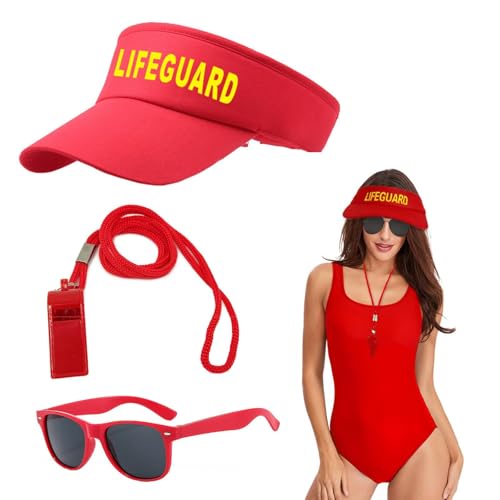 3 Stück Lifeguard Fasching Kostüm Herren Damen, Lifeguard Visor Cap Sonnenbrille, Baywatch Kostüm für Rettungsschwimmer Erwachsener Strandparty Zubehör Halloween Karneval Cospaly Weihnachtscosplay 3 Stück Lifeguard Fasching Kostüm Herren Damen, Lifeguard Visor Cap Sonnenbrille, Baywatch Kostüm für Rettungsschwimmer Erwachsener Strandparty Zubehör Halloween Karneval Cospaly Weihnachtscosplay von Defresit