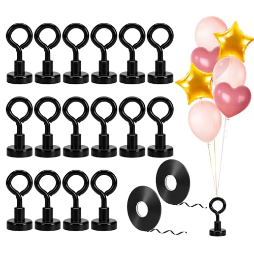 Helium-Ballongewichte, Ballonständer, Magnetismus mit 2 Rollen Band, wiederverwendbare Ballongewichte für Party, Hochzeit, Geburtstag, Weihnachten, Halloween, 16 Stück (schwarz) von Defresit