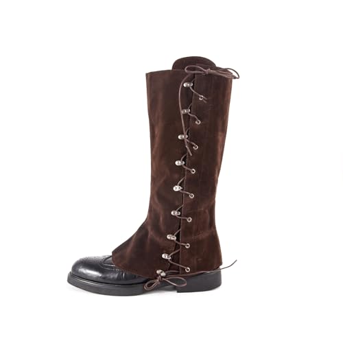 Degpum Mittelalterliche Piraten-Stiefelüberzüge, Mittelalterliche Renaissance, Steampunk-Gamaschen, Zubehör für Stiefel, Halloween-Kostüm (braun) von Degpum