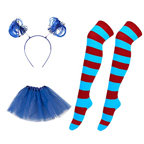 Degpum Tüll Tutu Kostüm Set 3 Lagen Tüll Tutu Rock Blau Stirnband Pferdeschwanz Lang Knie Oberschenkel Hoch Gestreifte Socke für Halloween Party Cosplay Kostüm Degpum Tüll Tutu Kostüm Set 3 Lagen Tüll Tutu Rock Blau Stirnband Pferdeschwanz Lang Knie Oberschenkel Hoch Gestreifte Socke für Halloween Party Cosplay Kostüm von Degpum