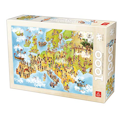 Deico Games 5947502876120 Cartoon Puzzle 1000 Europe Map, Multicolor von Deico Games
